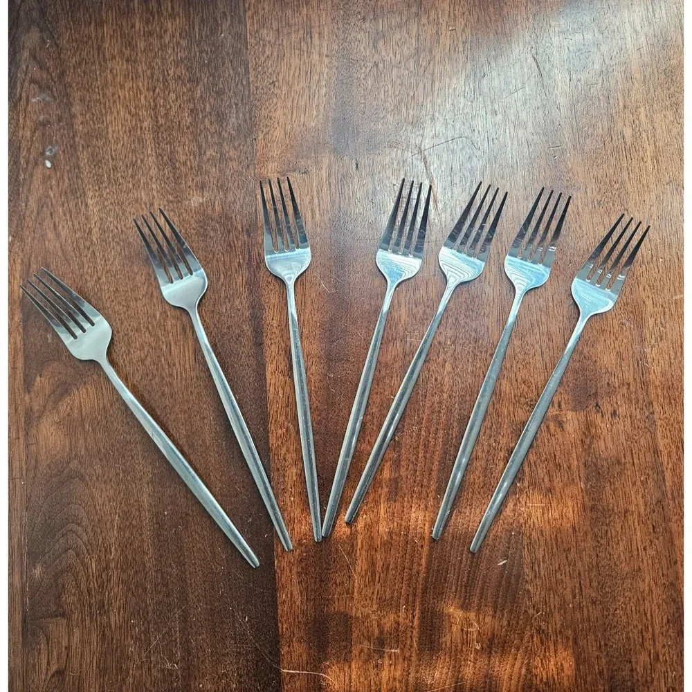 7Pcs Forks Stainless Steel Long Handle Fork Tableware Dinnerware for Eating 8